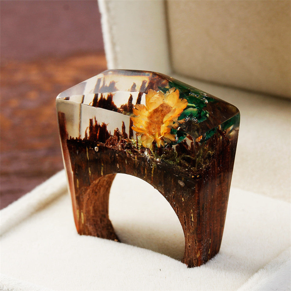 Flower Wooden Rings