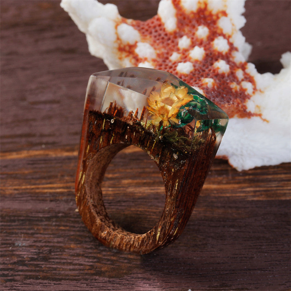 Flower Wooden Rings